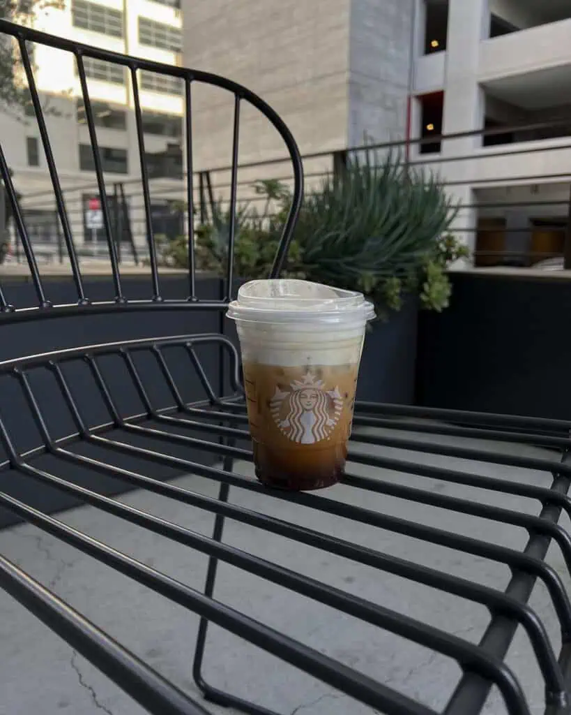 brown sugar oatmilk shaken espresso with non-dairy cold foam
