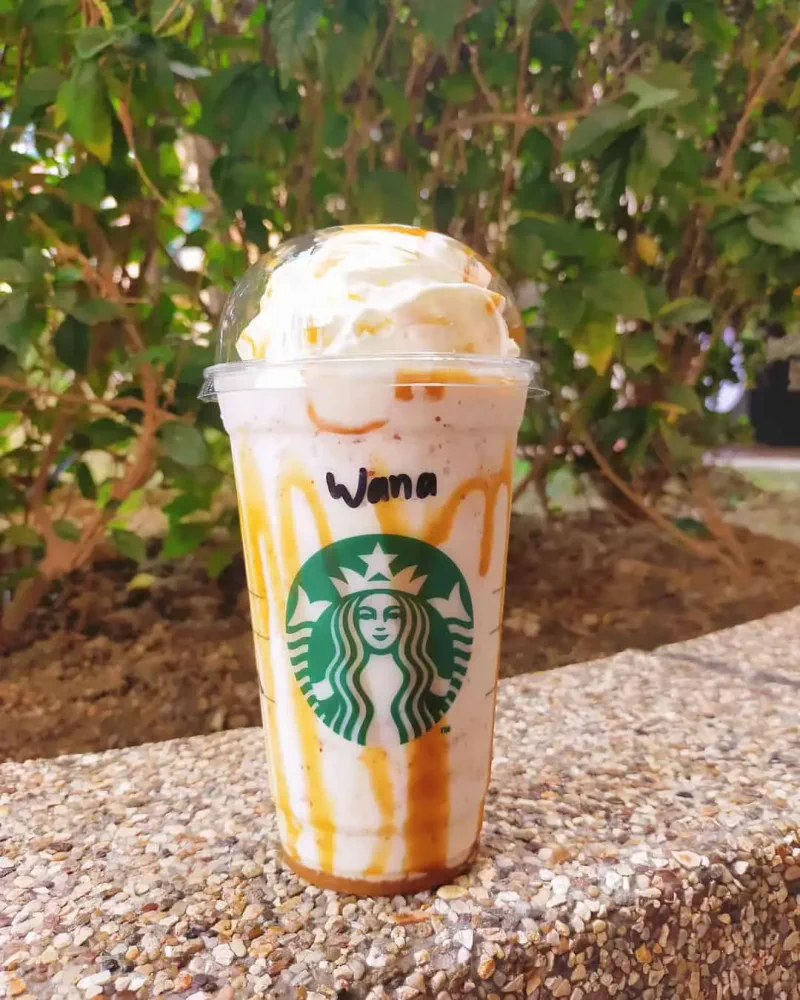 Vanilla Cream Frappuccino with almond blend in at starbucks