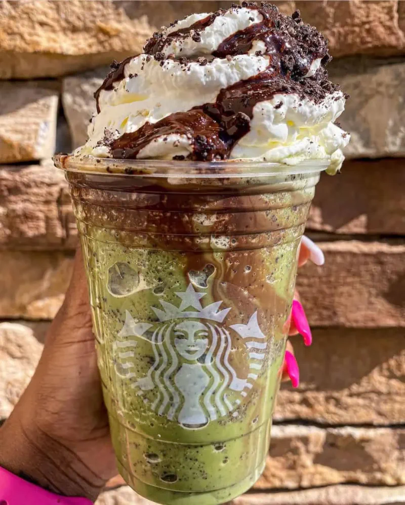 grande matcha frap with java chips