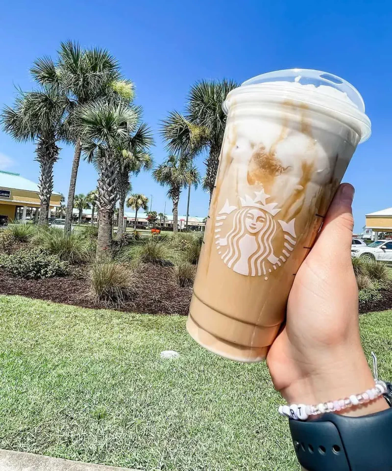 iced white mocha with caramel drizzle at starbucks