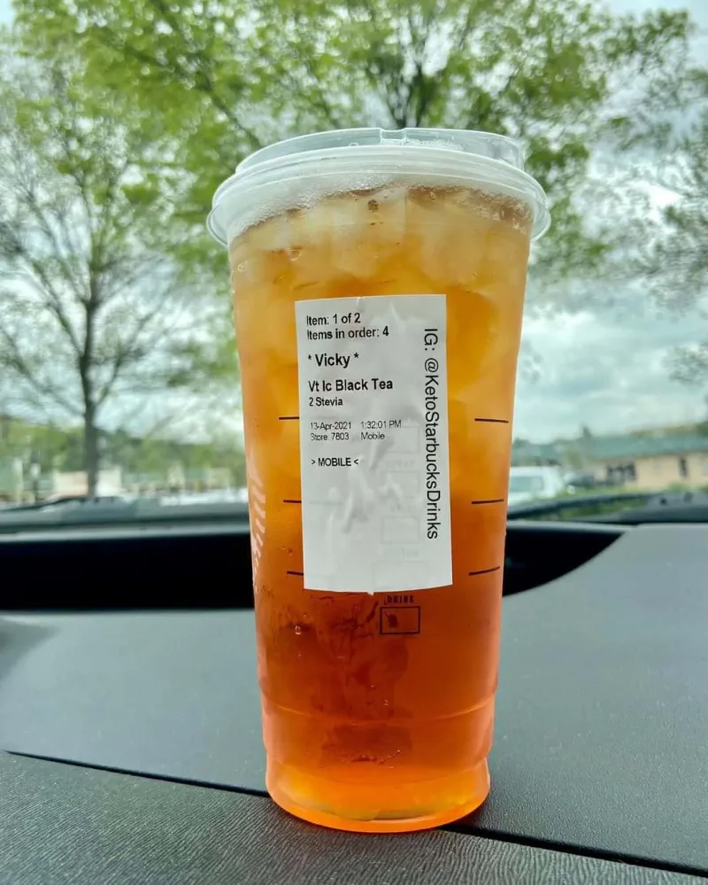 low sugar Black Iced Tea at starbucks