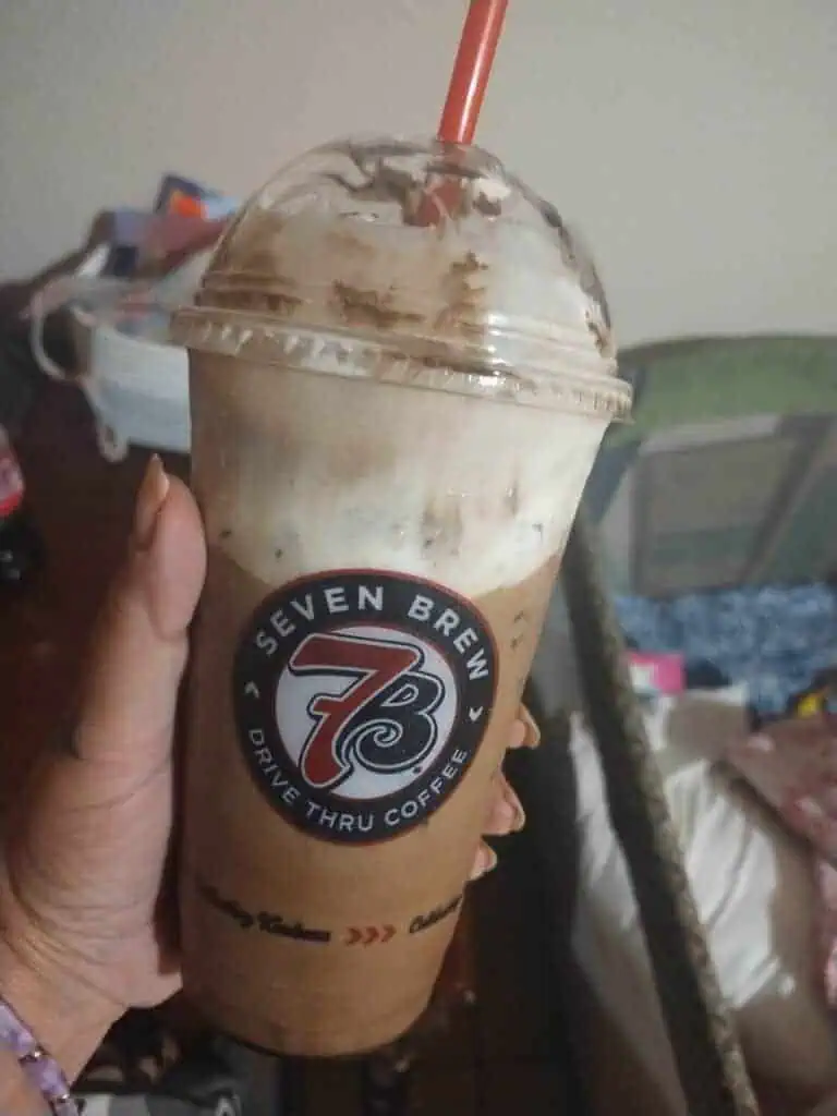 Iced Brunette with chocolate drizzle and whipped cream!