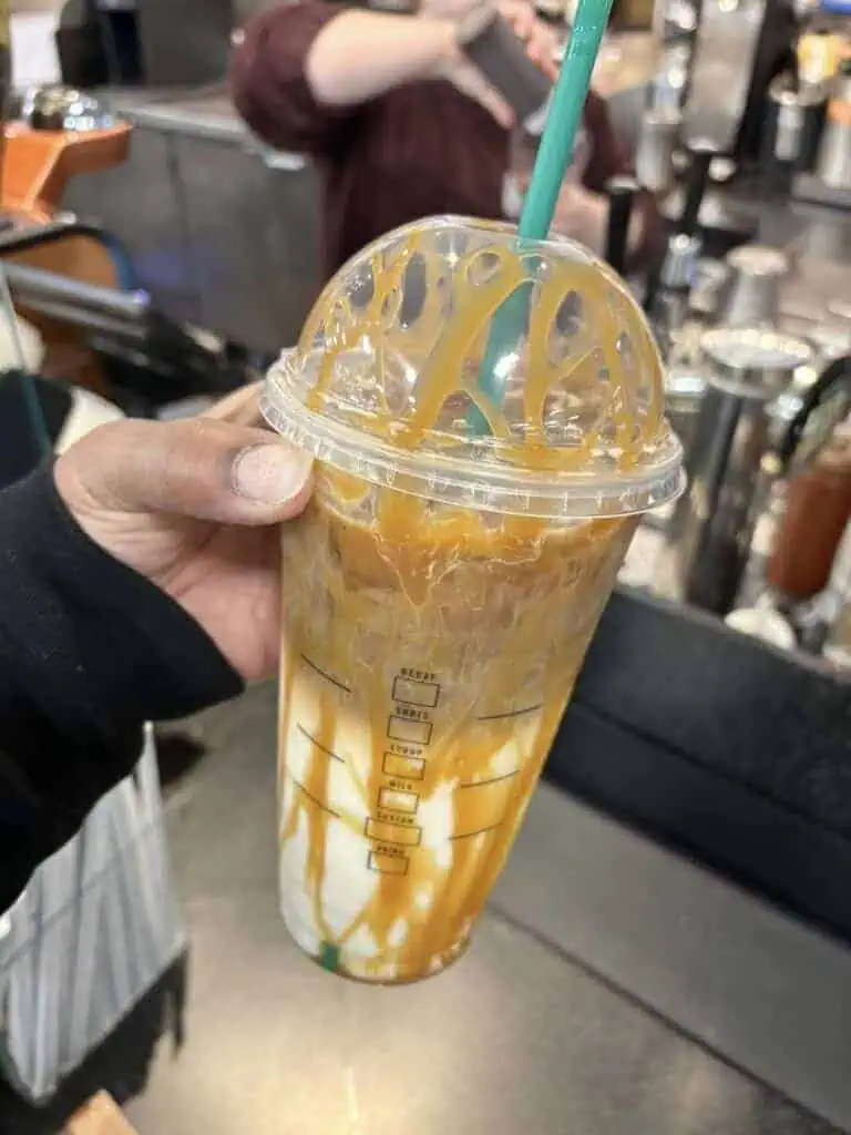 Iced-Caramel-Macchiato-with-EXTRA-caramel-drizzle
