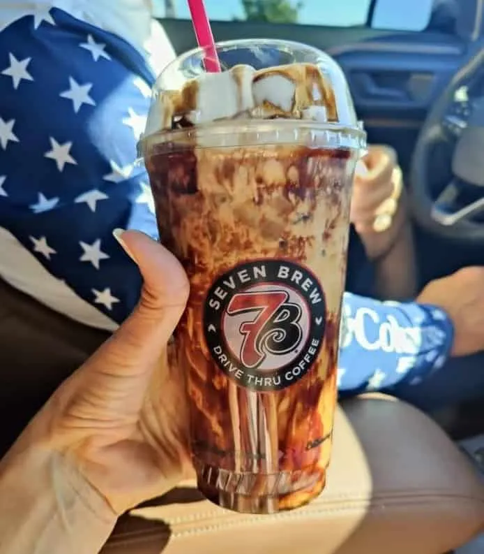 It's a triple 7 with two extra shots, chocolate and caramel drizzle with whipped cream