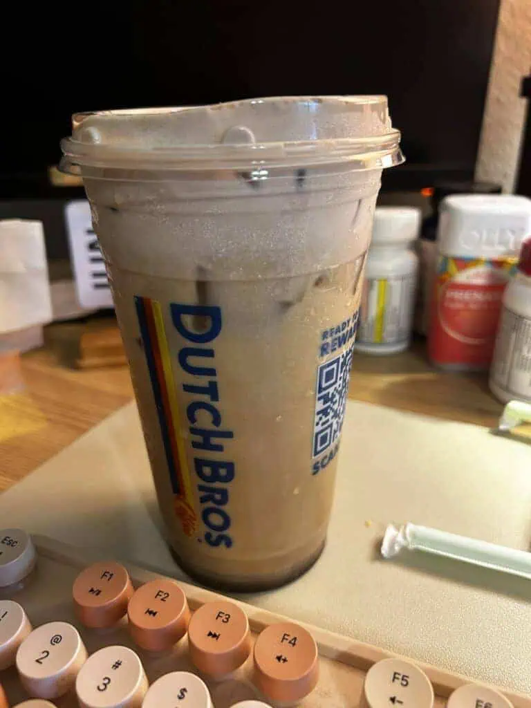 campfire latte with oat milk and chocolate soft top