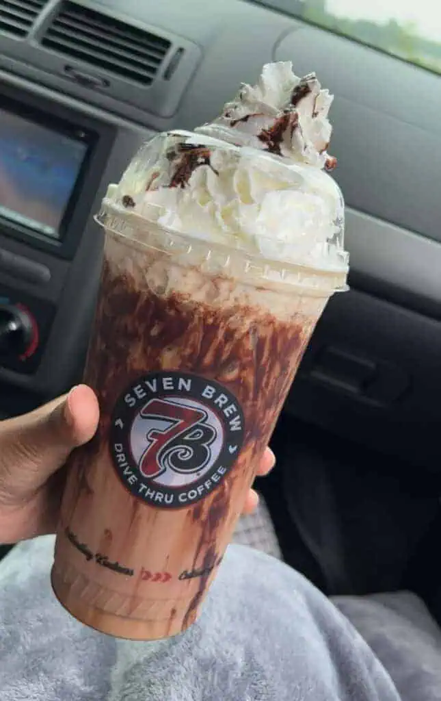 iced mocha with whip and chocolate drizzle