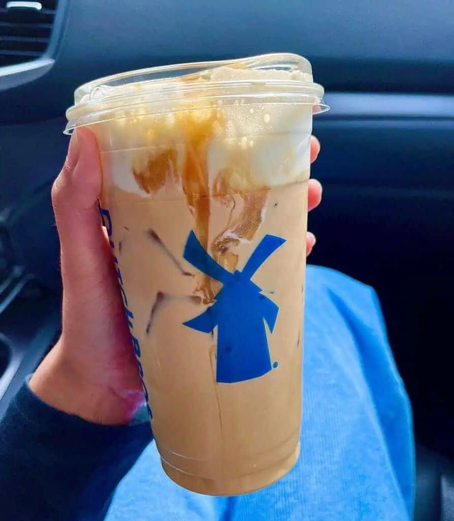 medium iced golden eagle with an extra shot and extra soft top