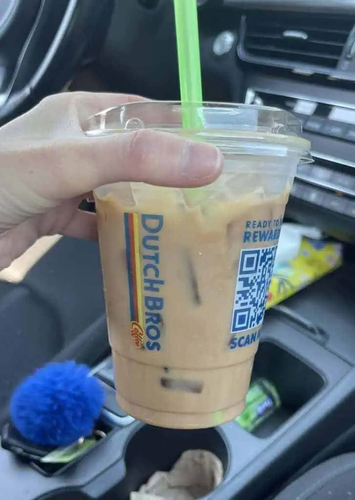 Iced salted caramel white mocha cold brew, extra sweet