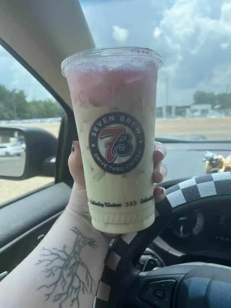 Matcha with strawberry and lavender cold foam