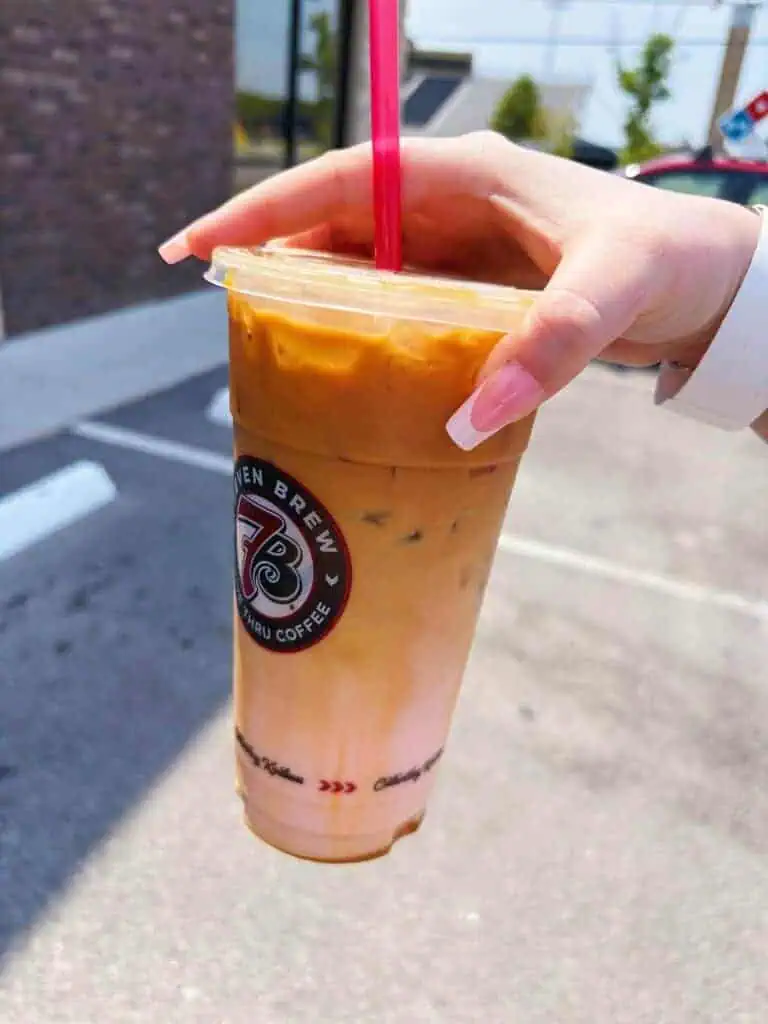 iced strawberry funnel cake macchiato