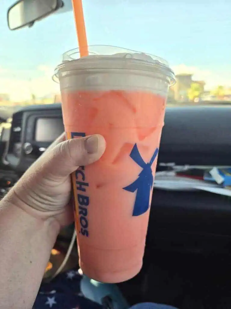 Green Tea with Raspberry, extra sweet, Lime, Orange, Sweet Cream, and Soft Top