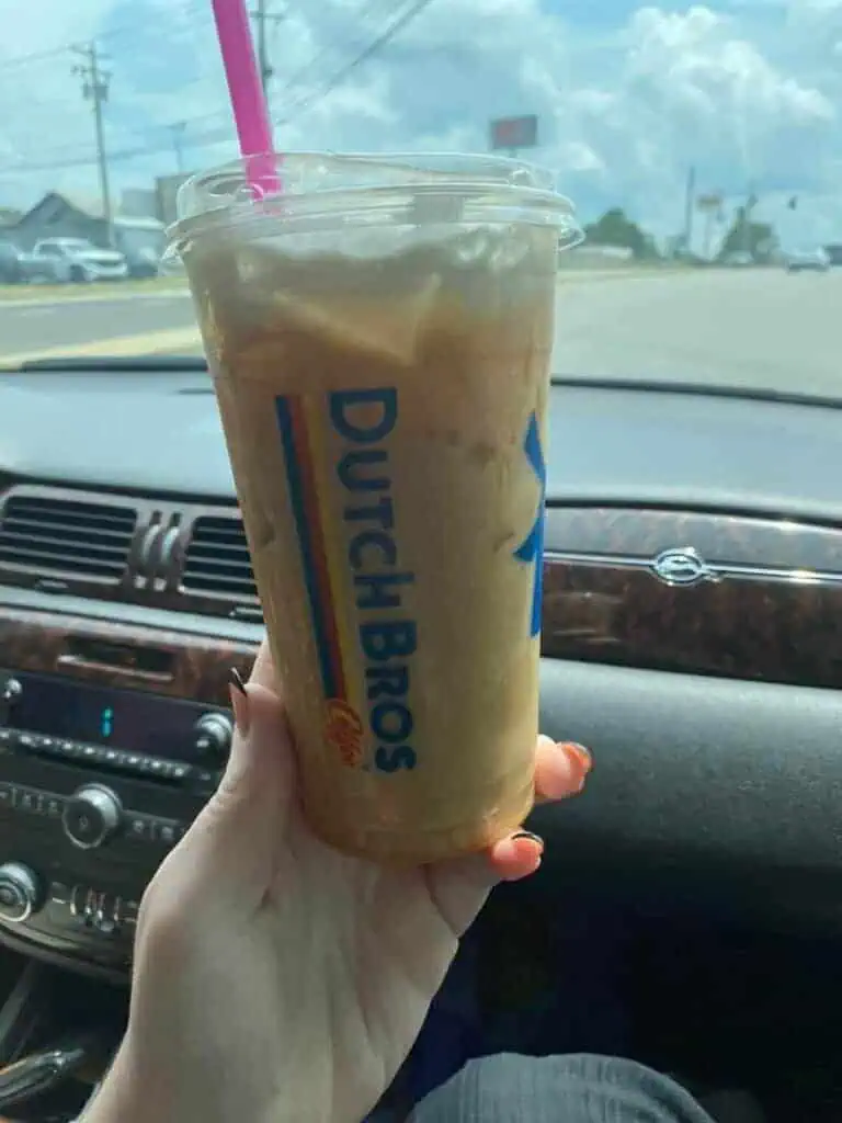 Horchata Chai with a shot of espresso, soft top and caramel drizzle