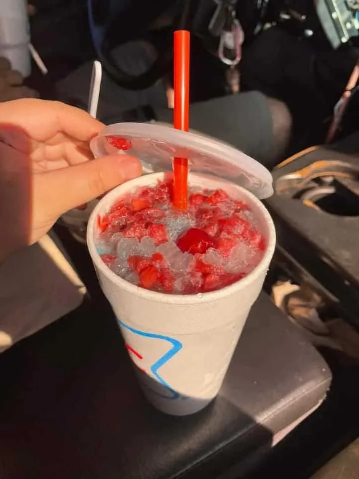 Ocean water, cream, vanilla, strawberries and a few cherries