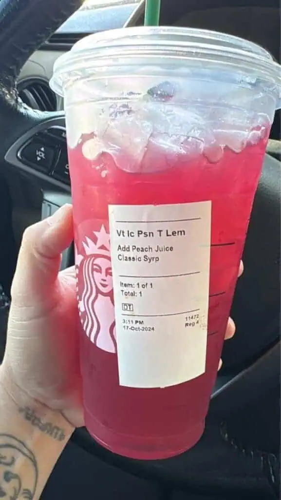 Passion tea lemonade with peach juice