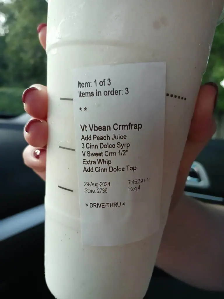 Peachy Cinnamon Dolce Crème Frappuccino