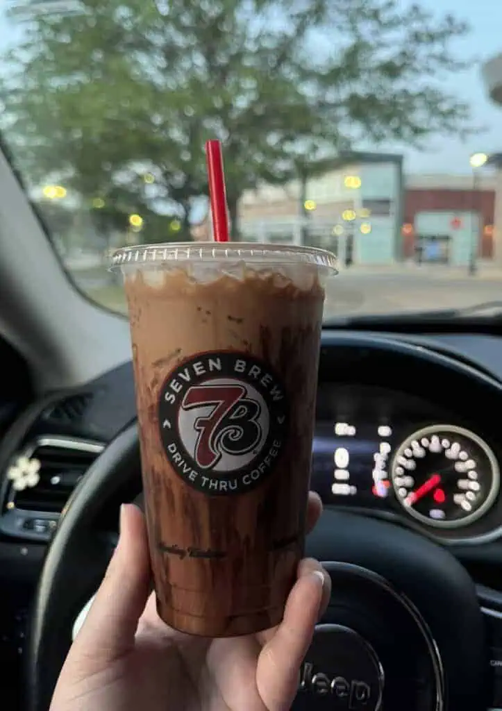 iced brunette with white chocolate & chocolate drizzle