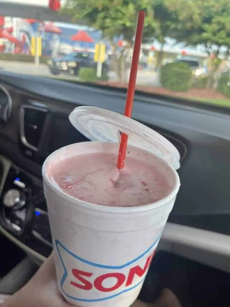 strawberry cream slush add cheesecake syrup
