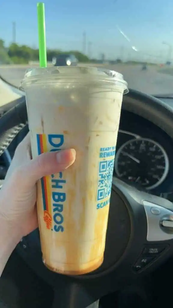 white coffee Annihilator with white chocolate and Carmel drizzle