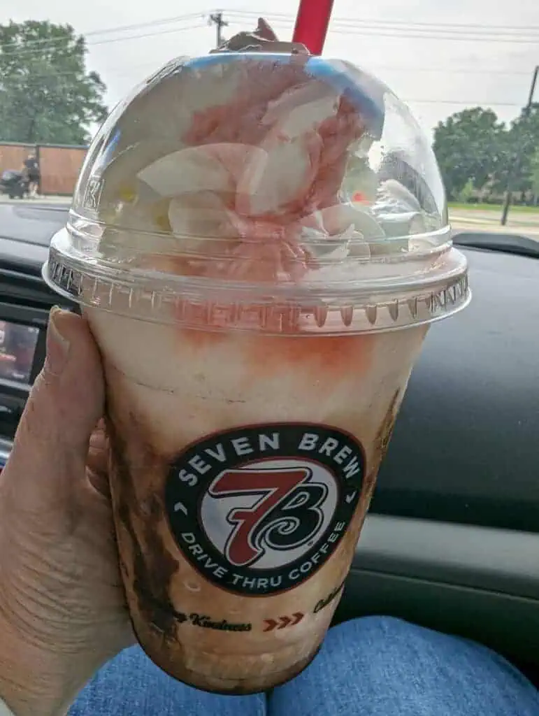 Medium Banana and vanilla shake with chocolate and cherry drizzle and whipped cream
