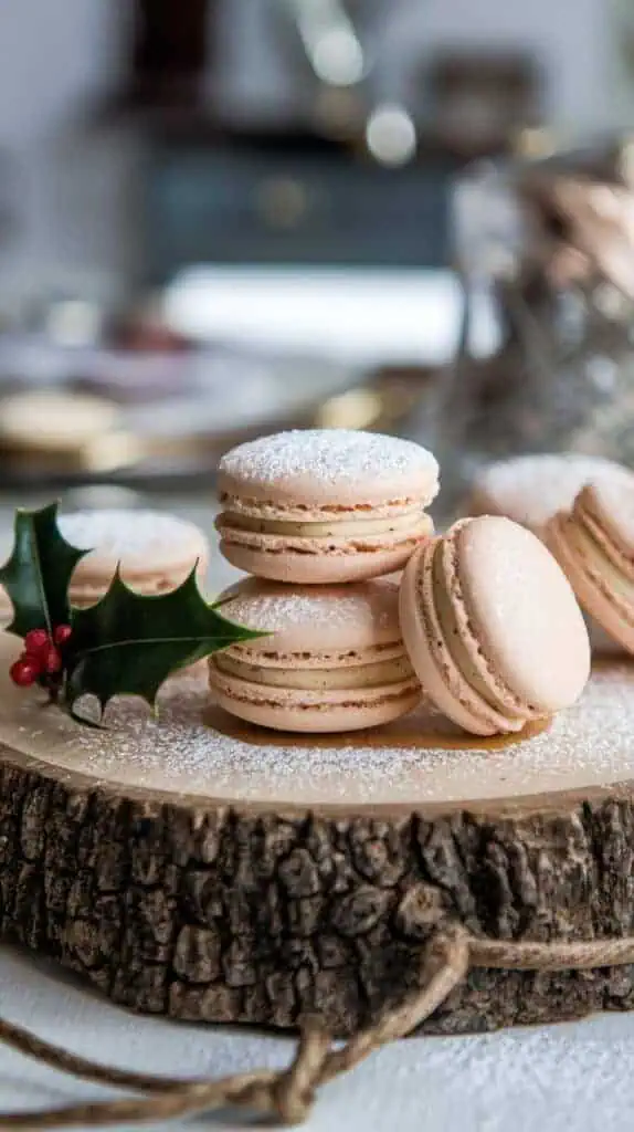 Eggnog Macarons with Creamy Filling