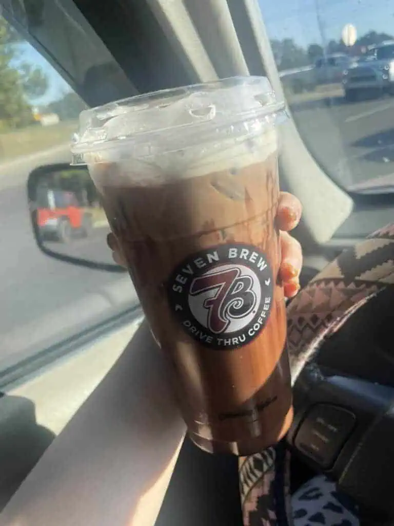 iced mocha with a double scoop of s’mores with cold foam and dark chocolate drizzle.