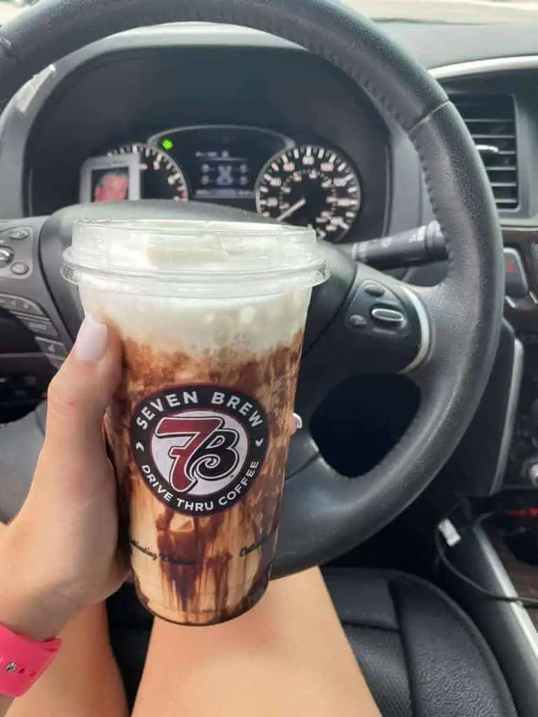 medium iced banana bread blondie with chocolate drizzle and sweet cream cold foam