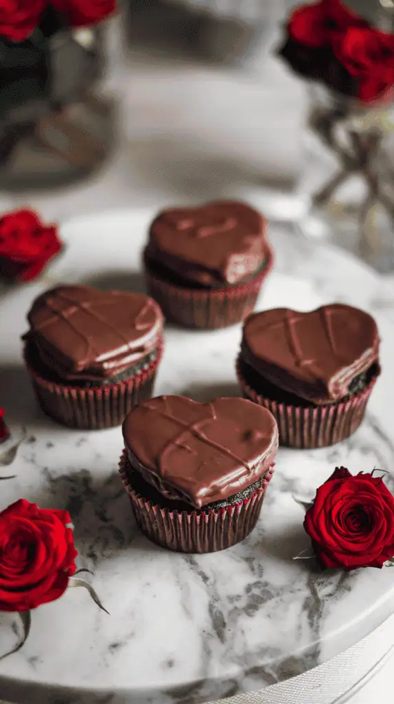 Heart-Shaped Chocolate Cupcakes