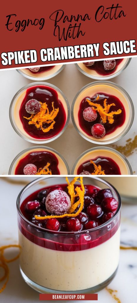 Eggnog Panna Cotta with Spiked Cranberry Sauce