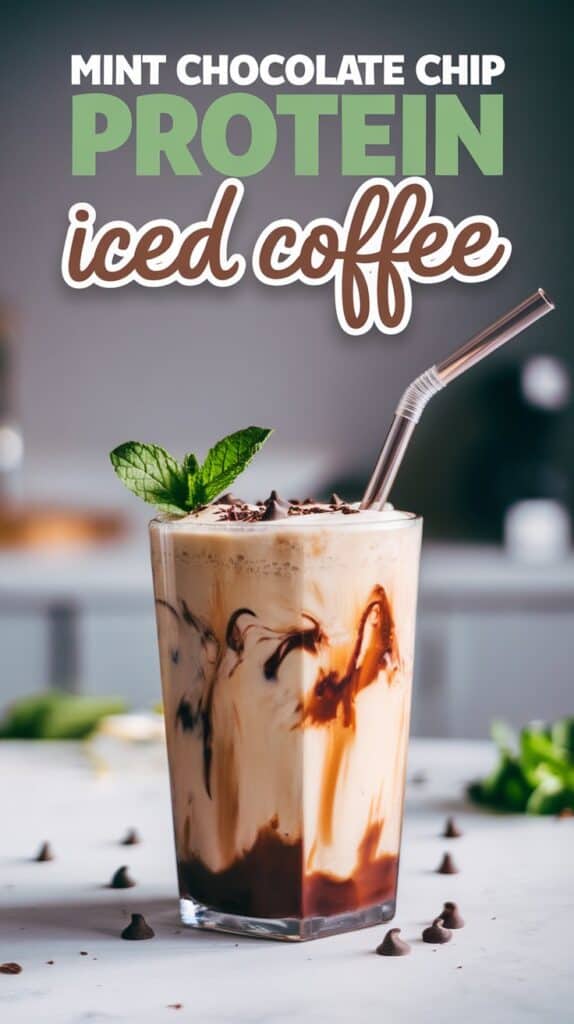 Mint Chocolate Chip Protein Iced Coffee