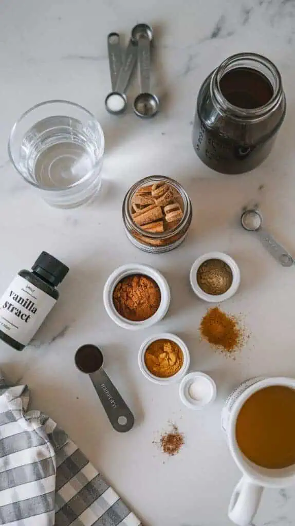 all the ingredients for gingerbread coffee syrup