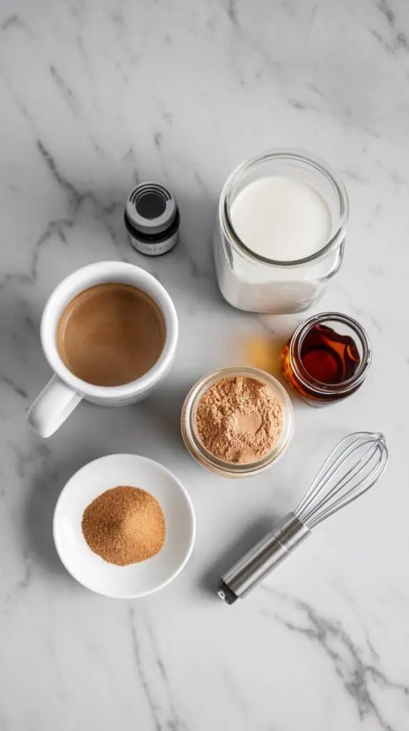 All ingredients of the Maple Brown Sugar Protein Coffee