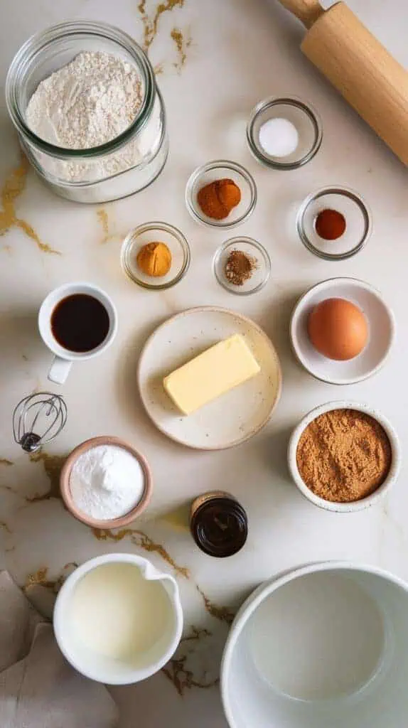 all ingredients for gingerbread sandwich cookies