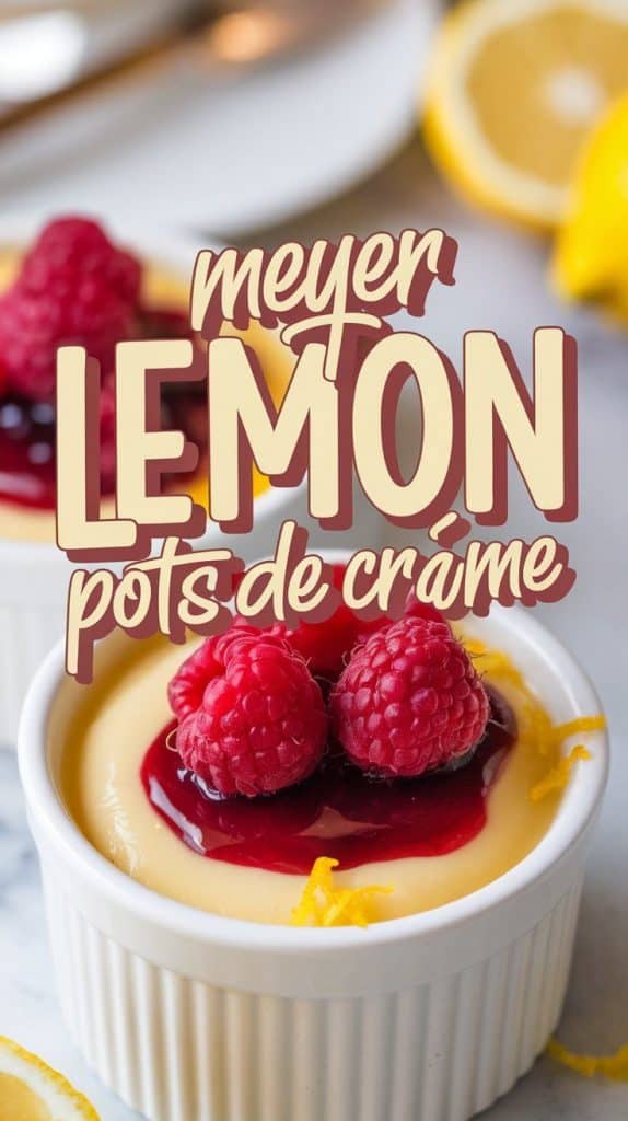 Meyer Lemon Pots de Crème with Raspberry Sauce