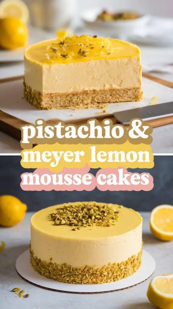 Pistachio & Meyer Lemon Mousse Cakes