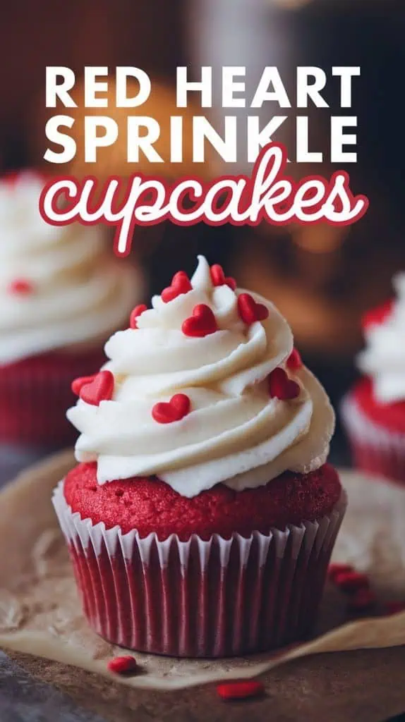 Red Heart Sprinkle Cupcakes