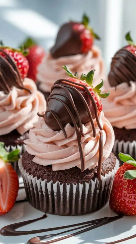 Chocolate Covered Strawberry Cupcakes