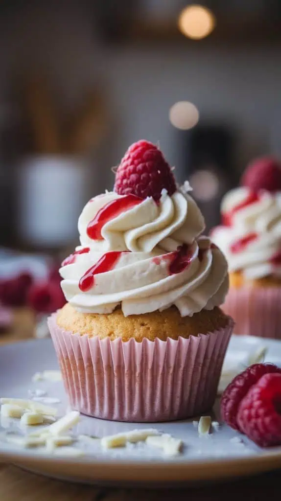 White Chocolate Raspberry Cupcakes