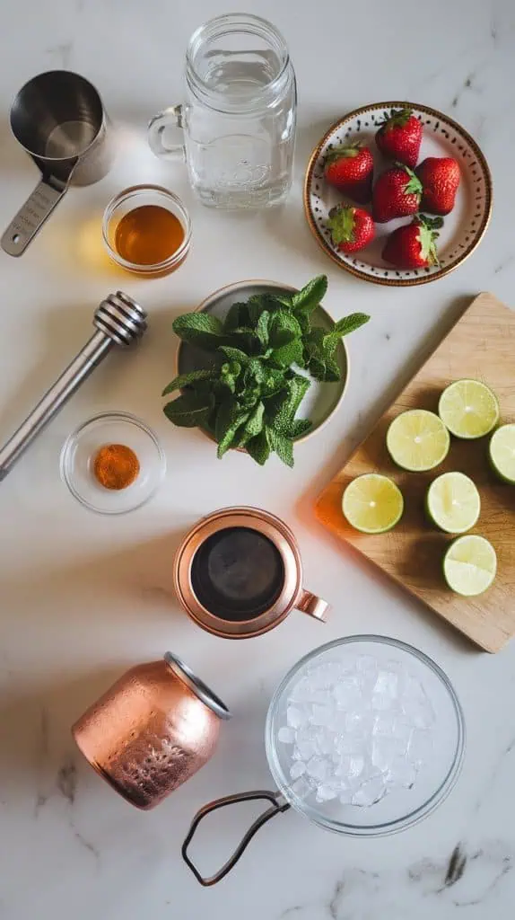 Mint Strawberry Moscow Mule Cocktail