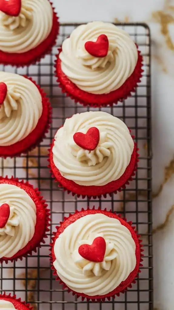 Red Heart Sprinkle Cupcakes