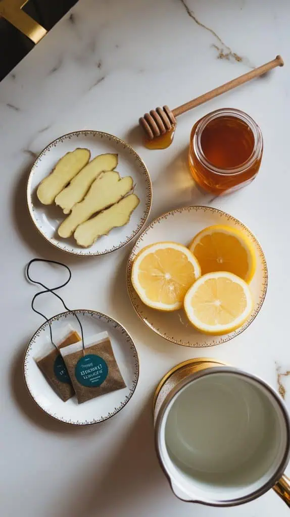 Cozy Ginger Lemon Honey Tea ingredients