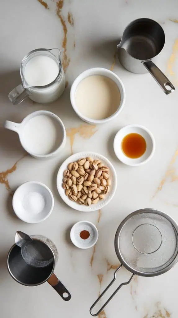 ingredients for pistachio coffee creamer