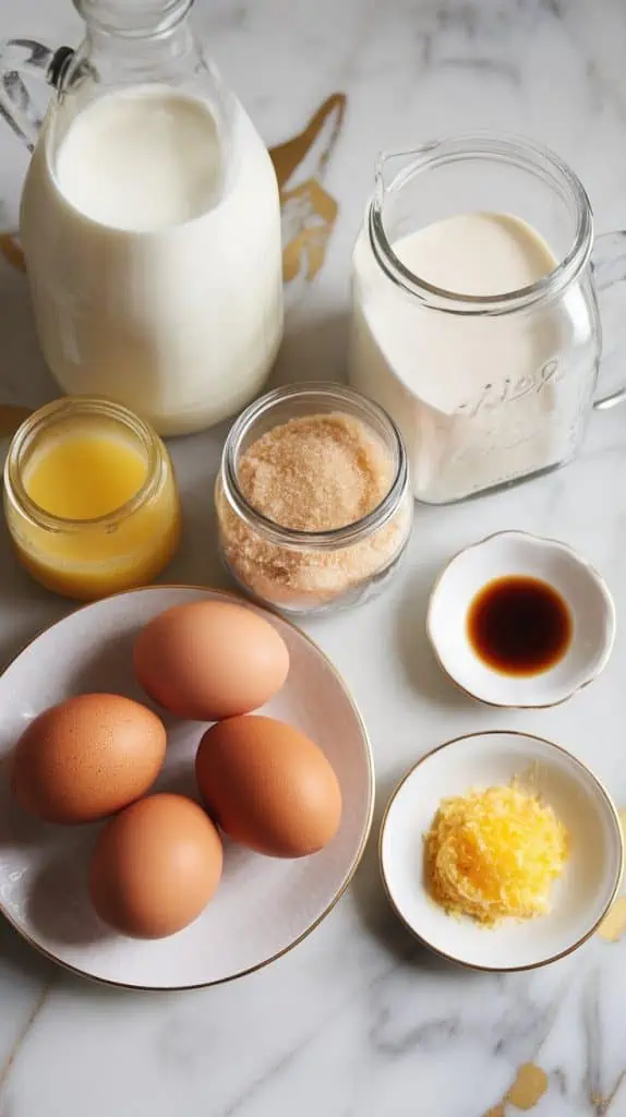 all the ingredients for Meyer lemon gelato