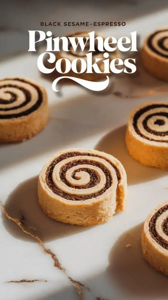 Black Sesame-Espresso Pinwheel Shortbread Cookies