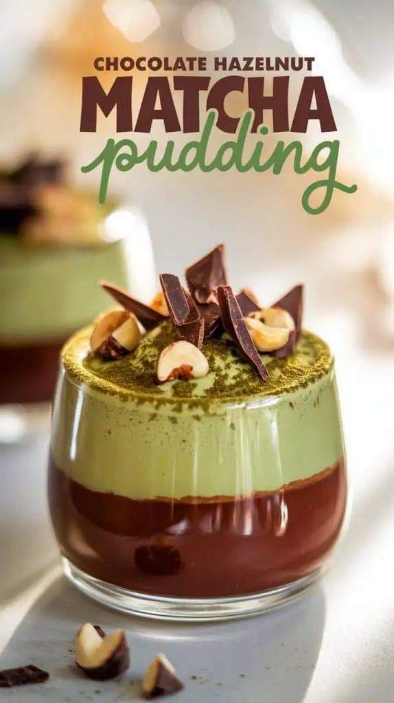 Chocolate Hazelnut Matcha Pudding 4