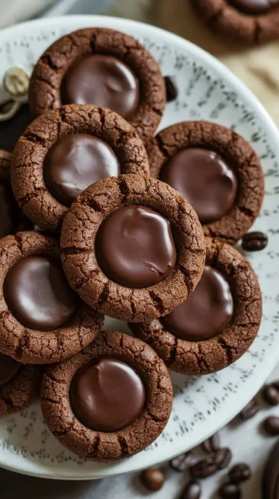 Chocolate Espresso Thumbprint Cookies