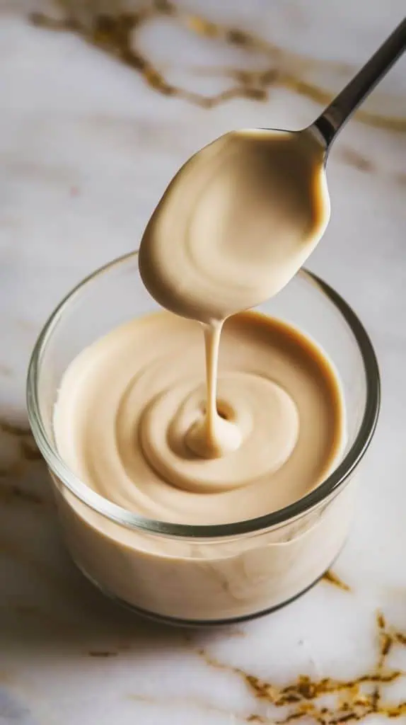 a small glass bowl filled with silky, melted white chocolate