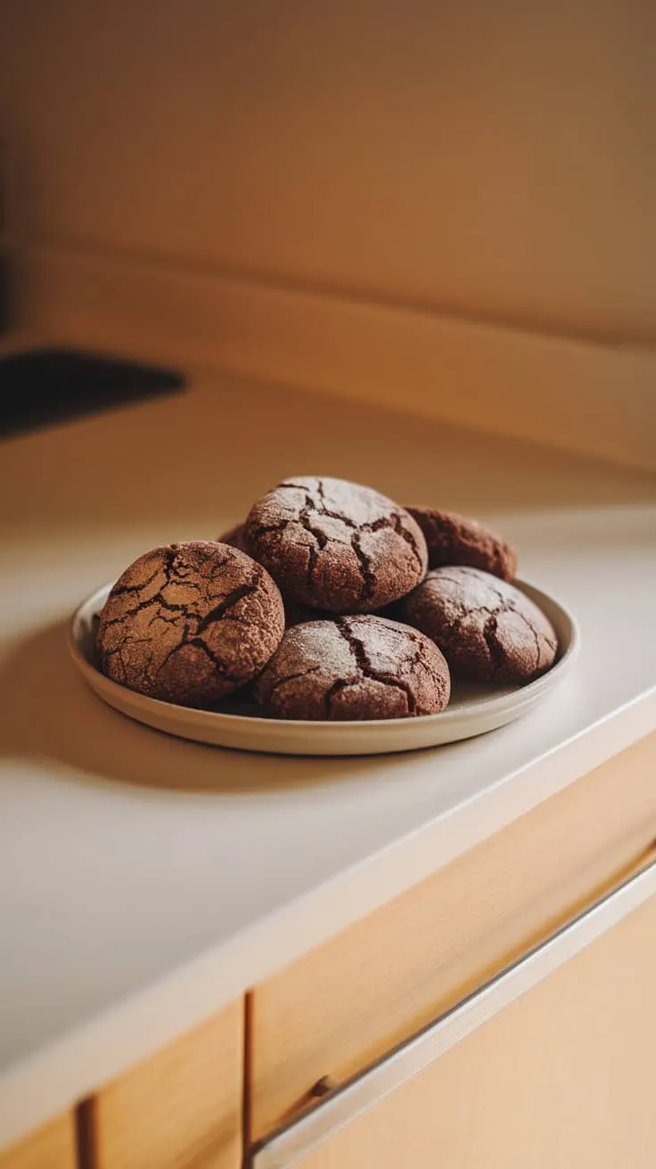 Chocolate sugar cookies on a plate