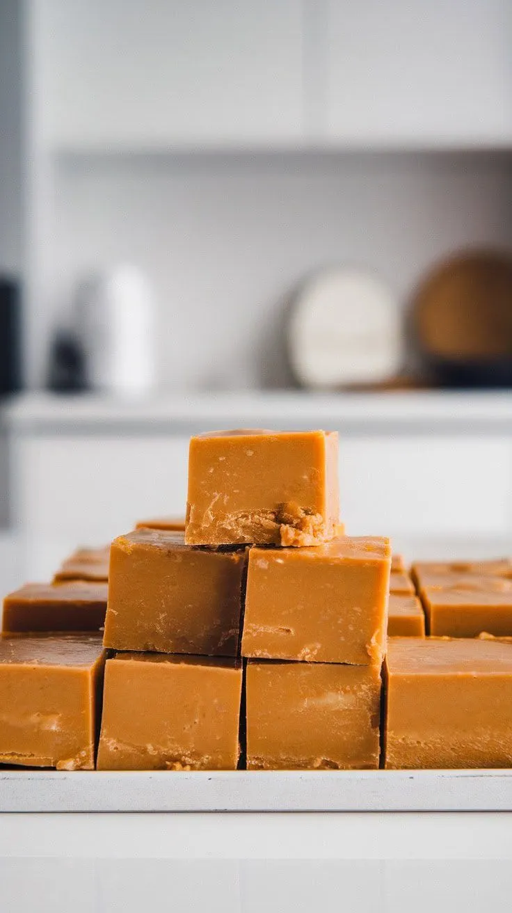 A stack of delicious butterscotch fudge pieces.