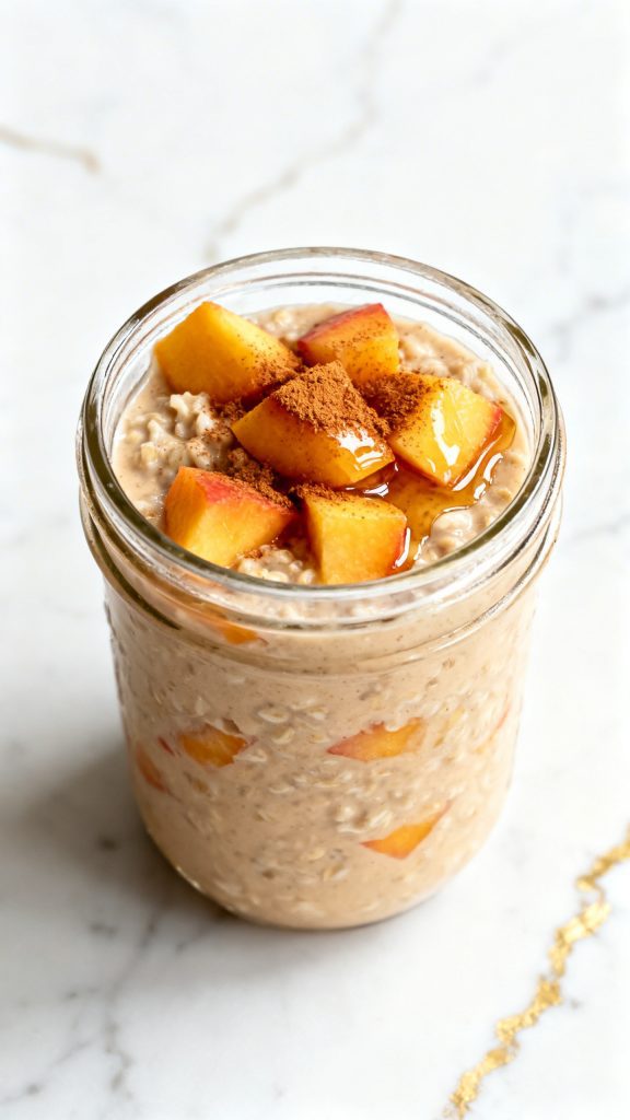 Peach Cobbler Overnight Oats