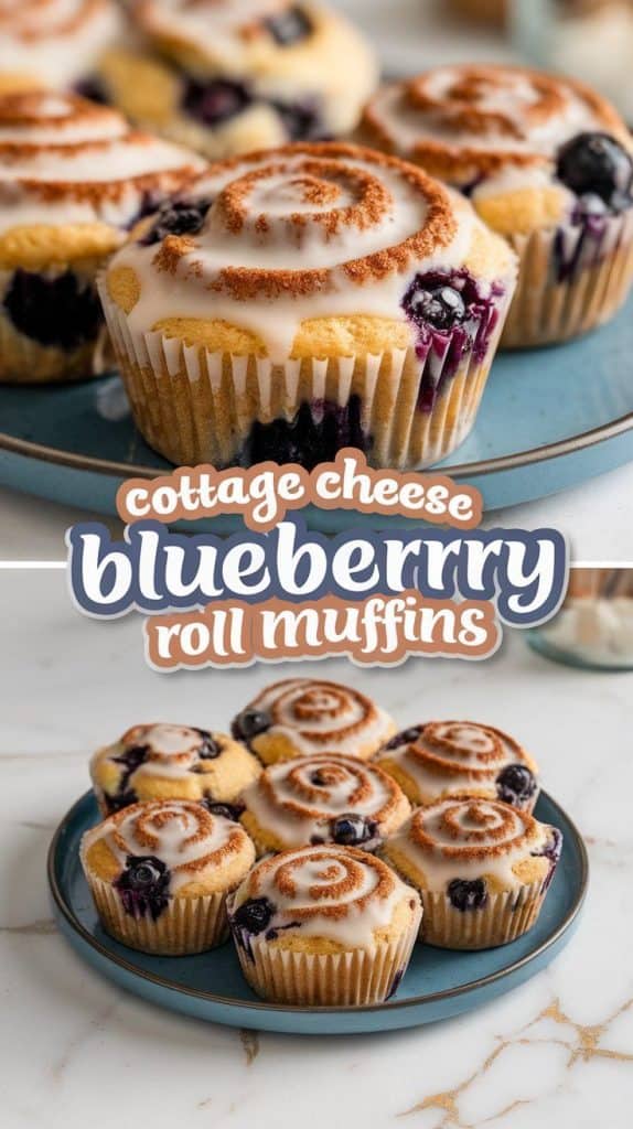 Cottage Cheese Blueberry Roll Muffins